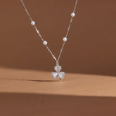 Silver Flower With Beads Pendant Chain